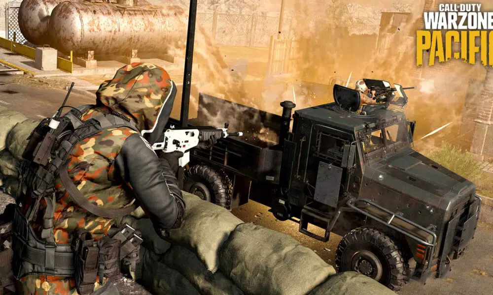 Warzone player fighting Armored Truck