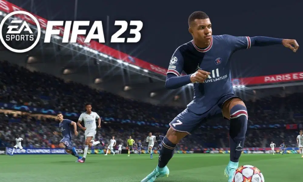 FIFA 23 logo with Mbappe