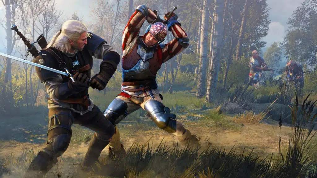 Geralt peleando en The Witcher 3