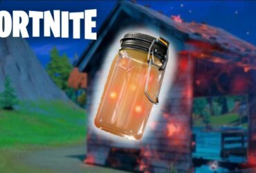 Fortnite Firefly Jar in front of burning building