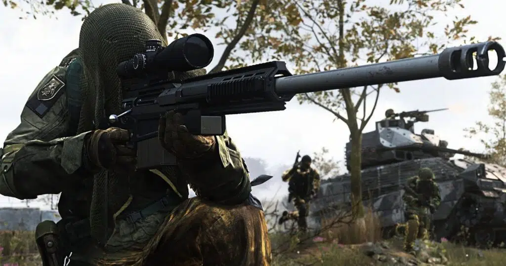 Francotirador apuntando hacia abajo en Modern Warfare