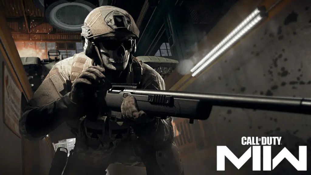 Ghost de Modern Warfare usando un rifle de francotirador SPR