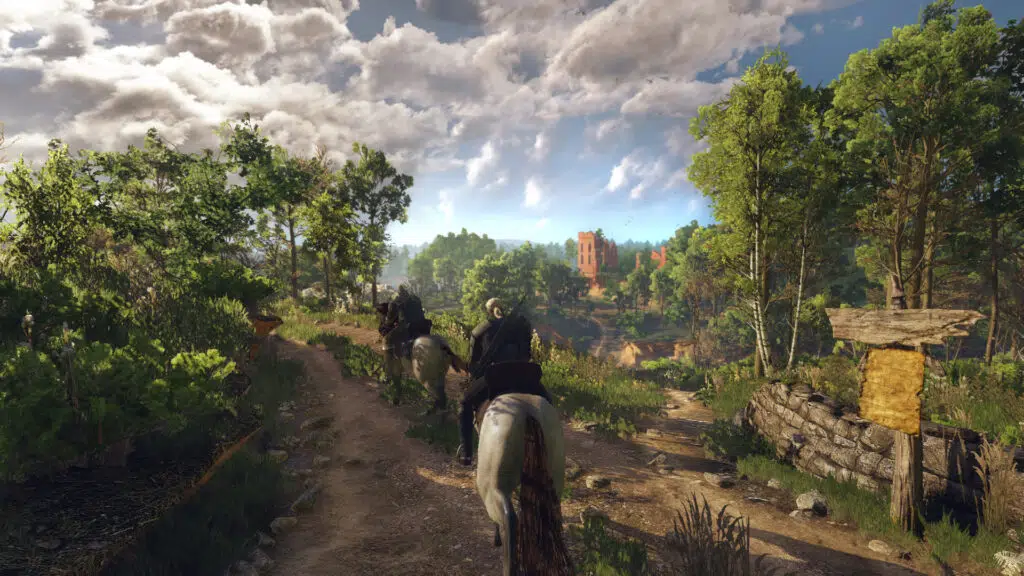 Geralt montando a caballo en Witcher 3