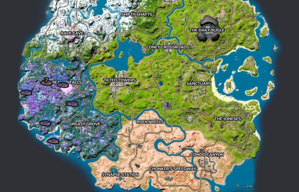 Ubicaciones de géiseres de Fortnite