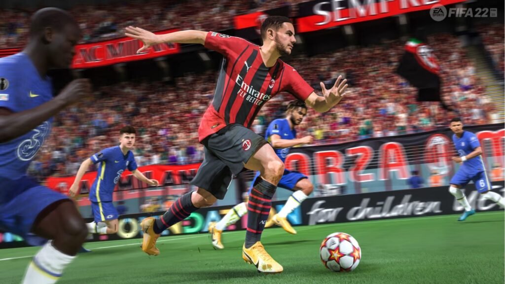 Theo Hernández regateando el balón en FIFA 22