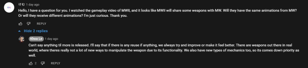 El desarrollador de Infinity Ward responde a la pregunta sobre las animaciones de armas de Modern Warfare 2