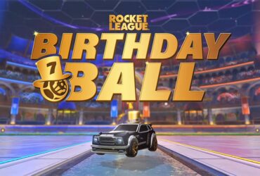 Rocket League Birthday Ball logo and cosmetics