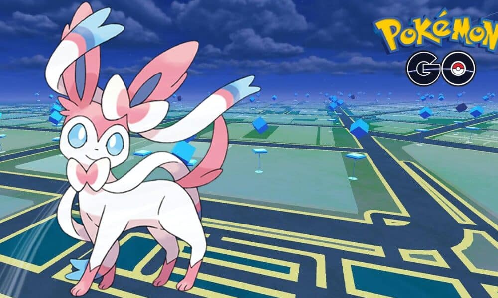 Sylveon (an Eevee evolution) in Pokemon Go