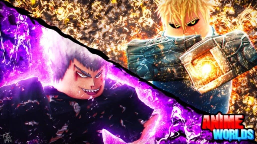 Garou y Genos en Roblox Anime Worlds Simulator