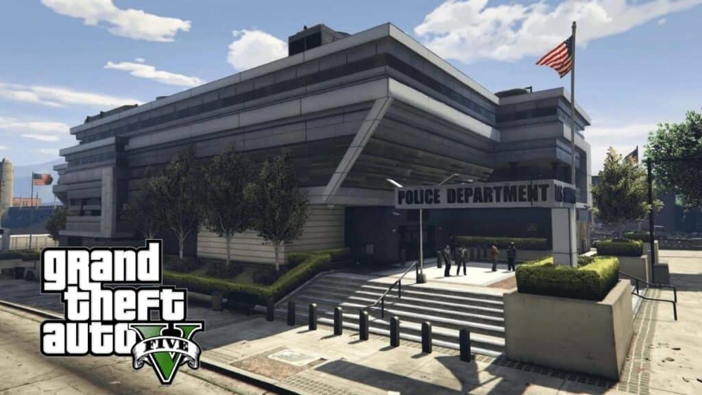 Exterior de la estación de policía de GTA V Mission Row