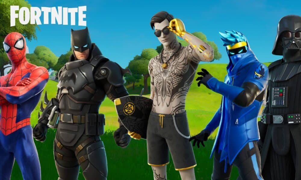 Fortnite skins like Midas, Spider-Man, Ninja and Darth Vader