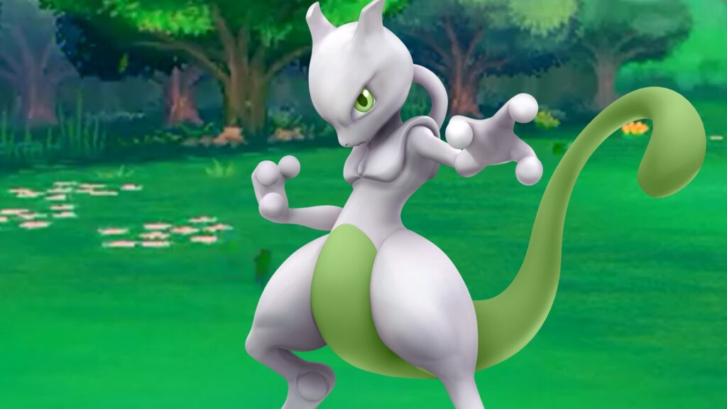 Shiny Mewtwo en Pokémon Go haciendo poses