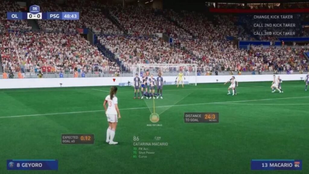 Jugador de FIFA 23 lanzando un tiro libre