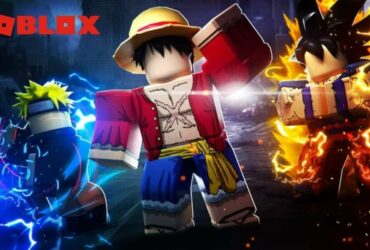 Naruto, Goku and Luffy in Anime Punching Simulator in Roblox