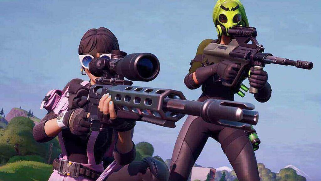 Personajes de Fortnite apuntando con sus miras