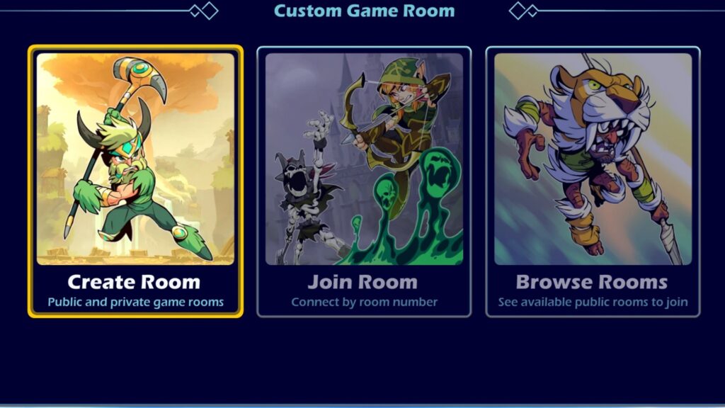 Menú personalizado de la sala de juegos de Brawlhalla