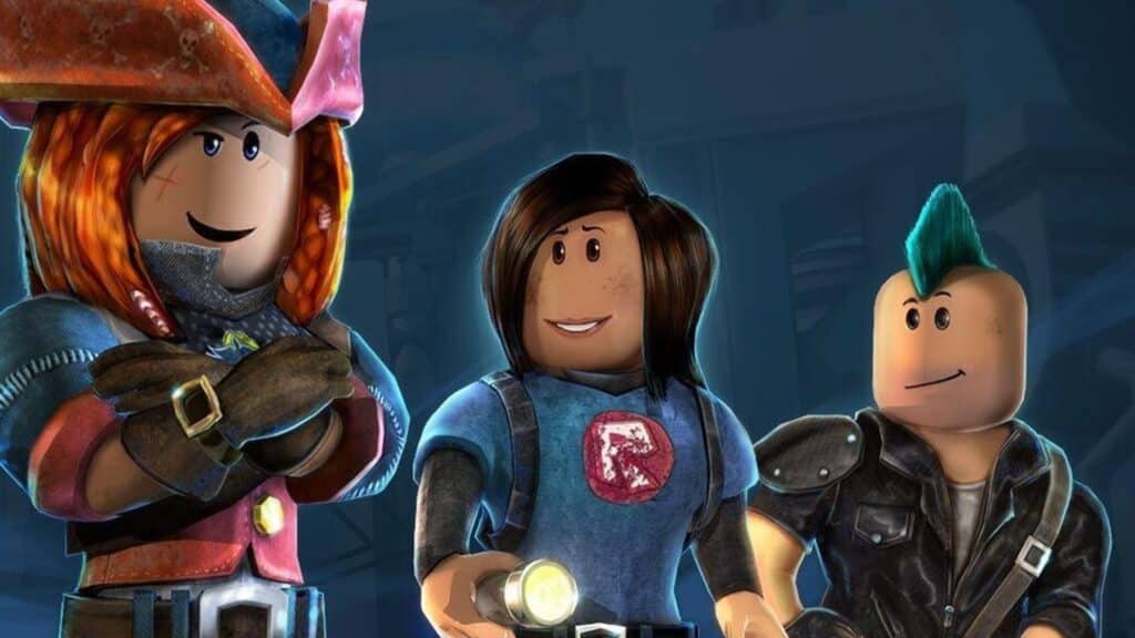 Arte de Roblox con tres personajes.