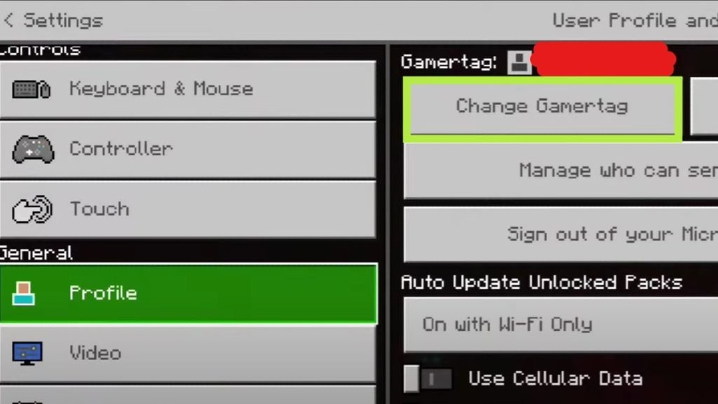 Configuración para cambiar el nombre de usuario de Minecraft en el móvil