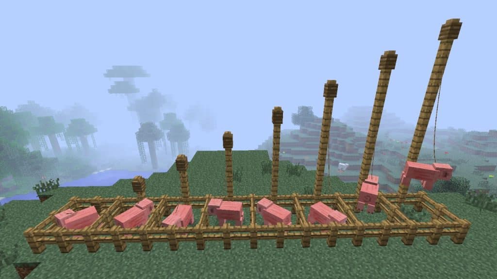 Minas de Minecraft usadas en cerdos 