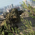 Warzone player sniping with Ghillie Suit in Verdansk