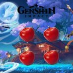 Four apples, Ganyu, and Xiangling in Genshin Impact