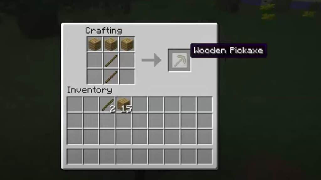 Elaboración de receta para pico en Minecraft