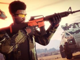 GTA Online character with Service Carbine M16