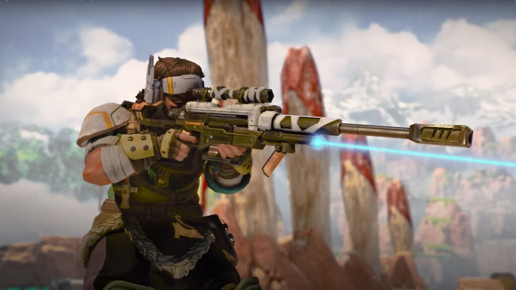 apex legends Vantage mirando hacia abajo a su francotirador