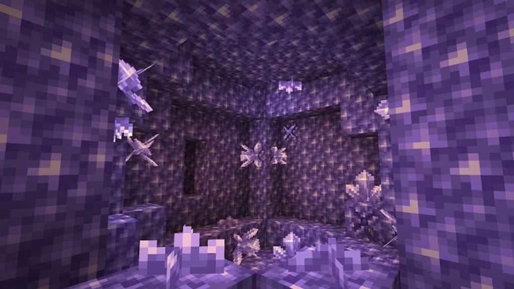 Una geoda de amatista en Minecraft