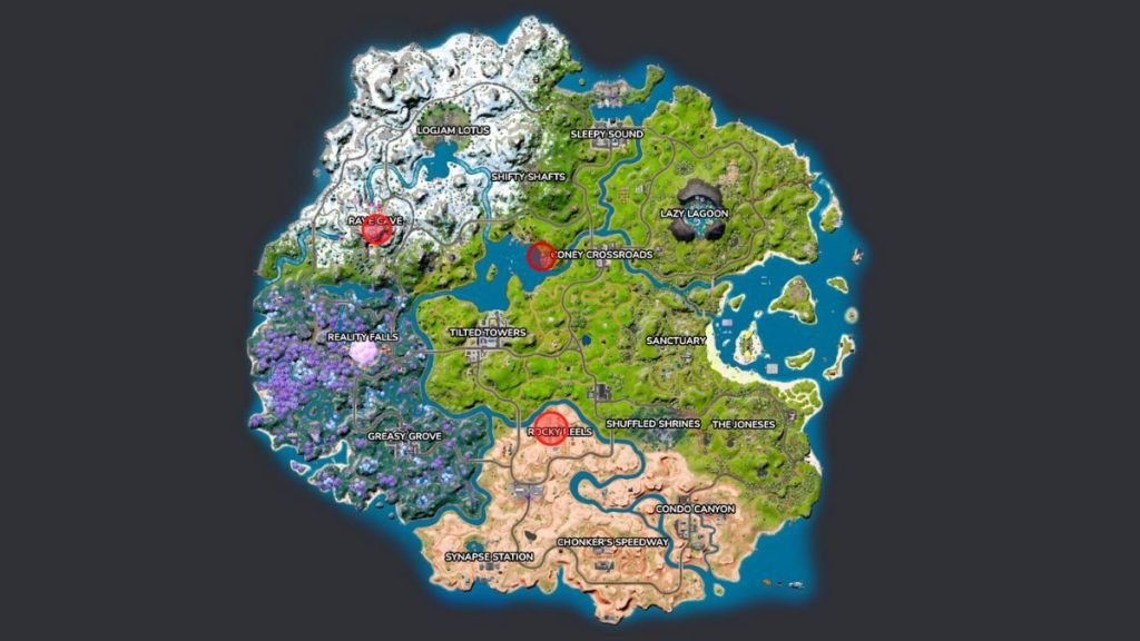 Venta de Dragon Ball marcada en el mapa de Fortnite
