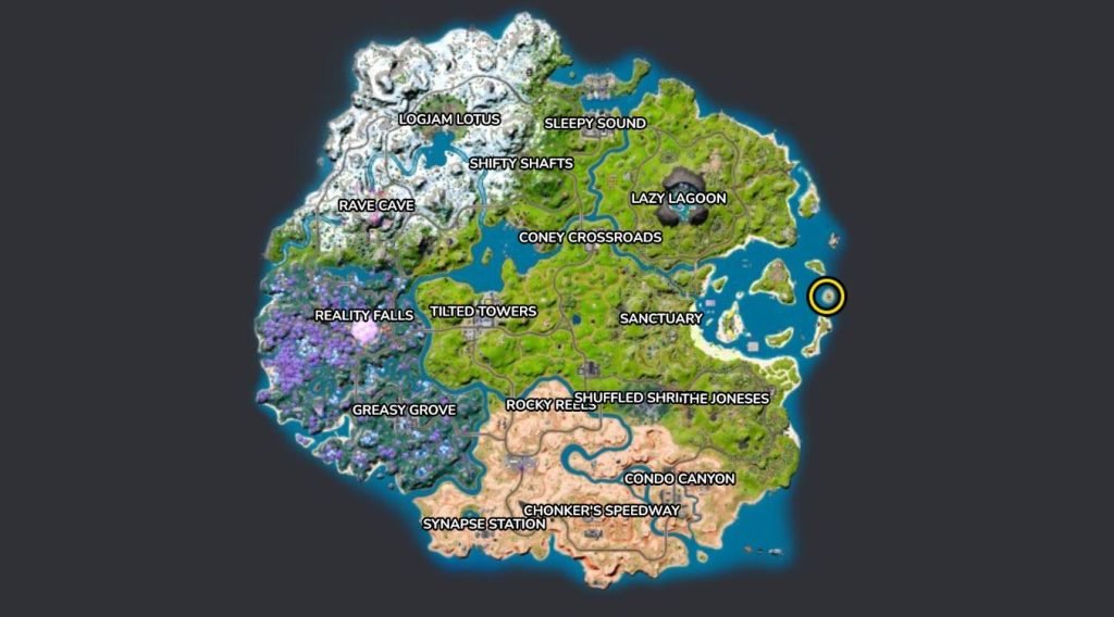 lugar de entrenamiento familiar en el mapa de Fortnite