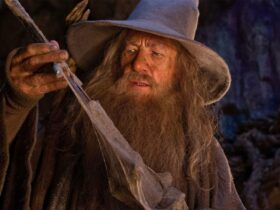 Gandalf with sword in The Hobbit