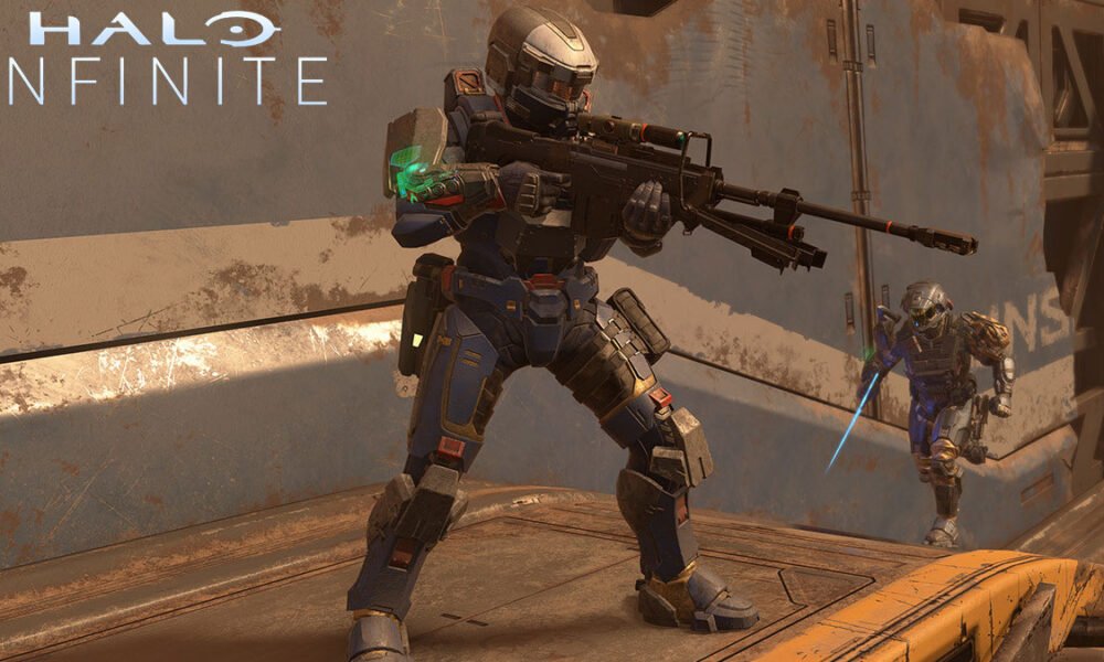 Spartan with Sniper Rifle in Halo Infinite
