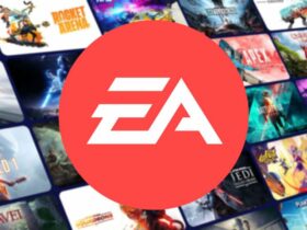 Electronic Arts logo and games catalog