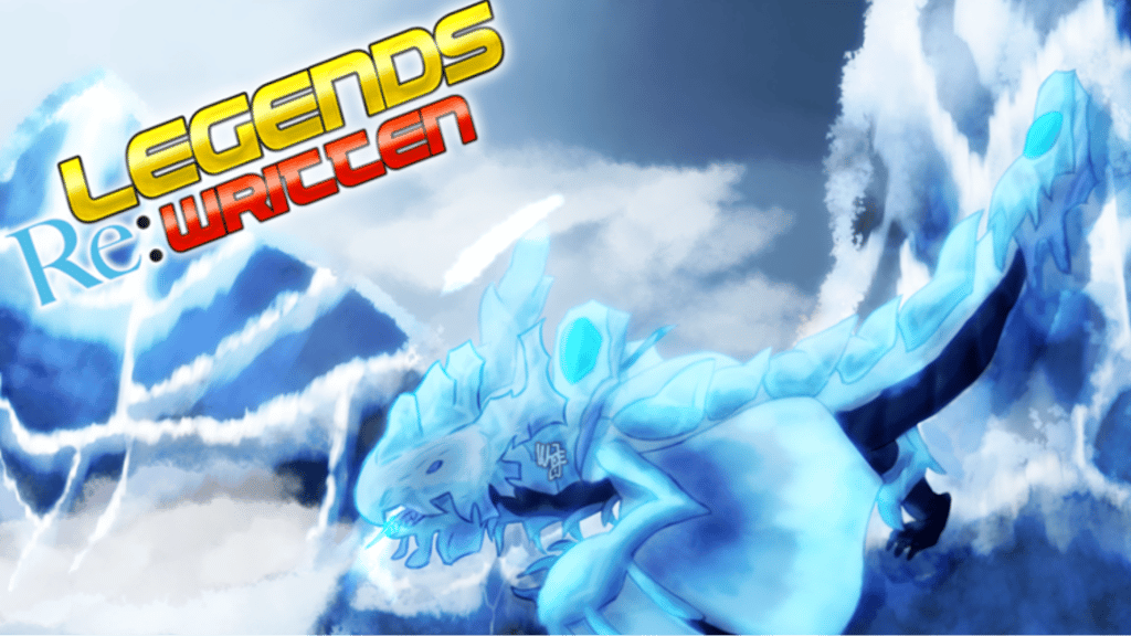 Arte promocional de Roblox Legends ReWritten con un dragón azul