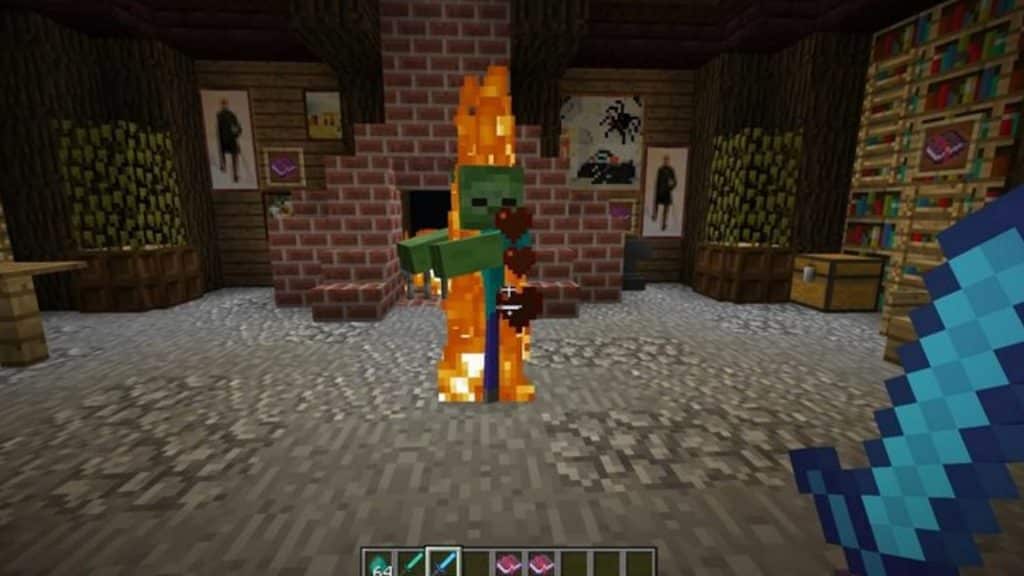 Espada Minecraft con encantamiento Fire Aspect