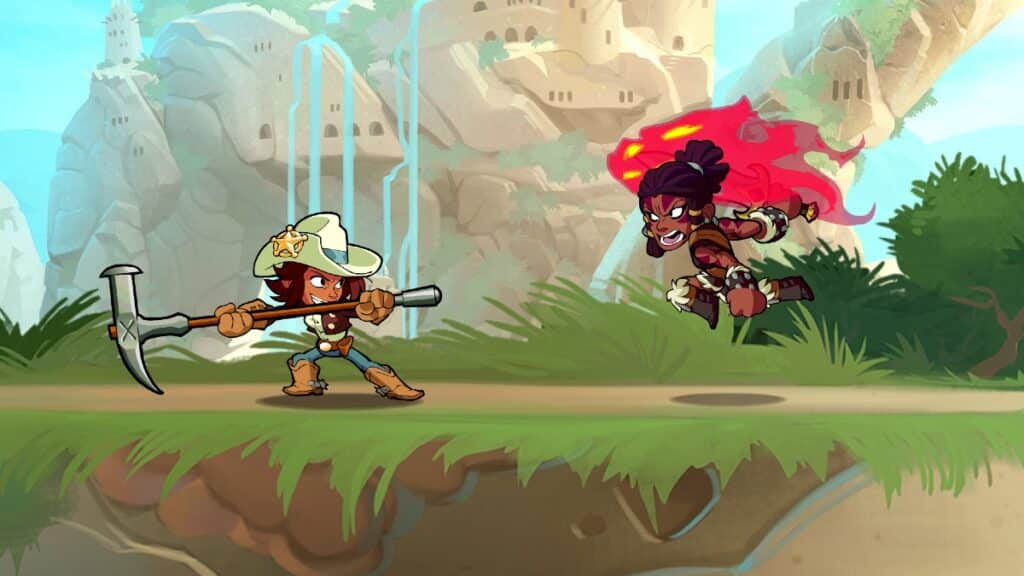 Personajes de brawlhalla peleando 