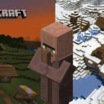 Minecraft villager and two different types of villages