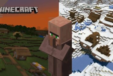 Minecraft villager and two different types of villages