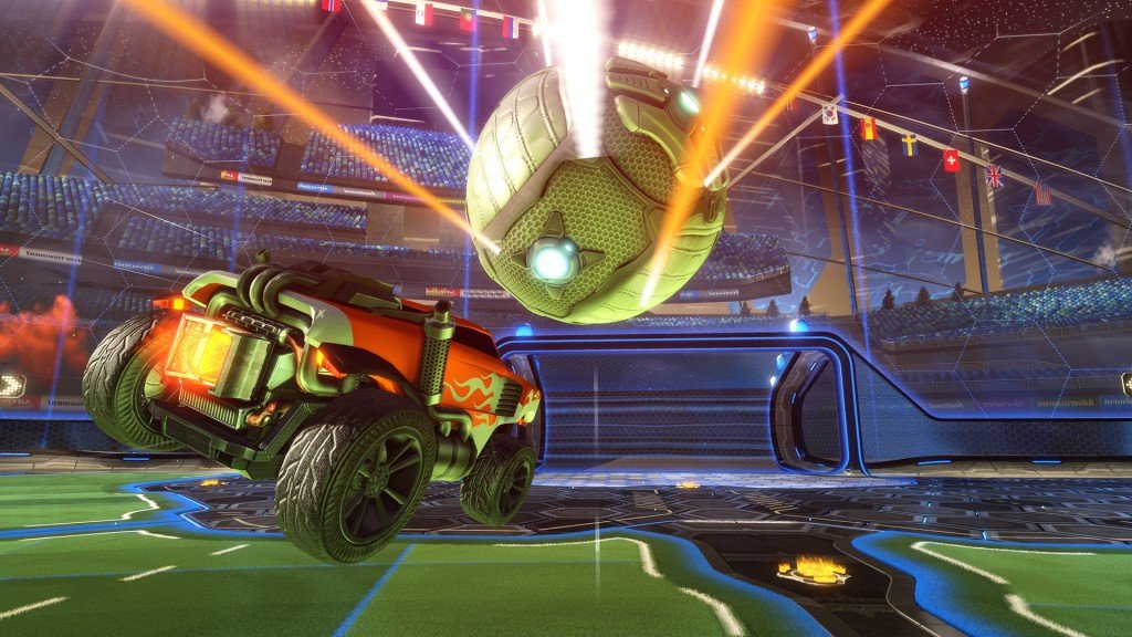 Jugadores de Rocket League persiguiendo una pelota