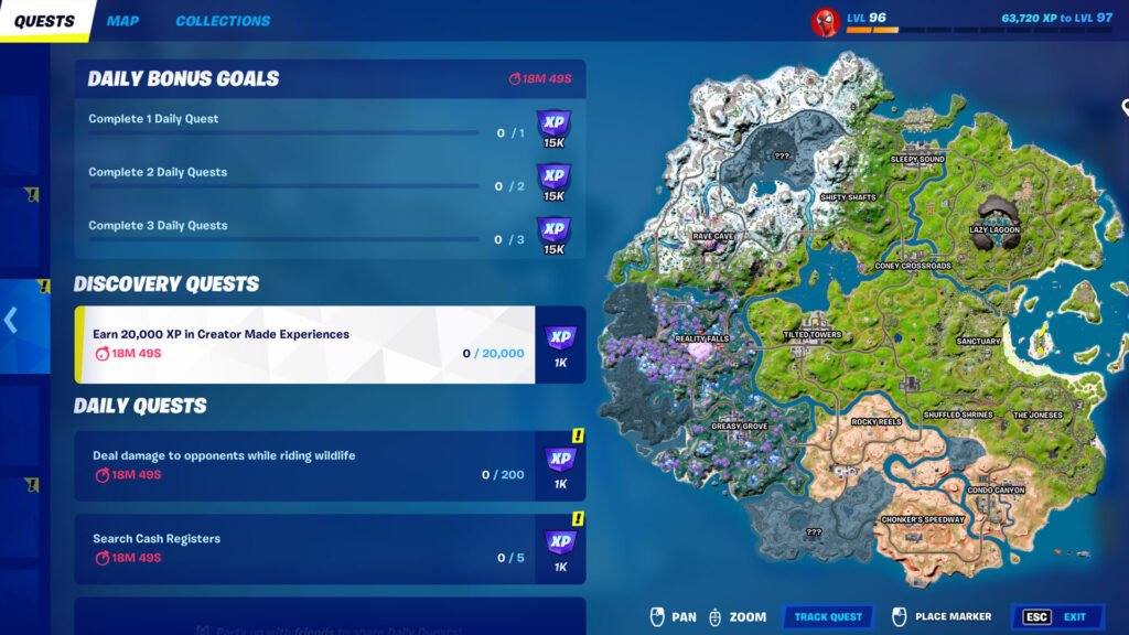 Fortnite Capítulo 3 Temporada 3 Objetivos diarios de bonificación