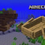 A boat in Minecraft's ocean biome