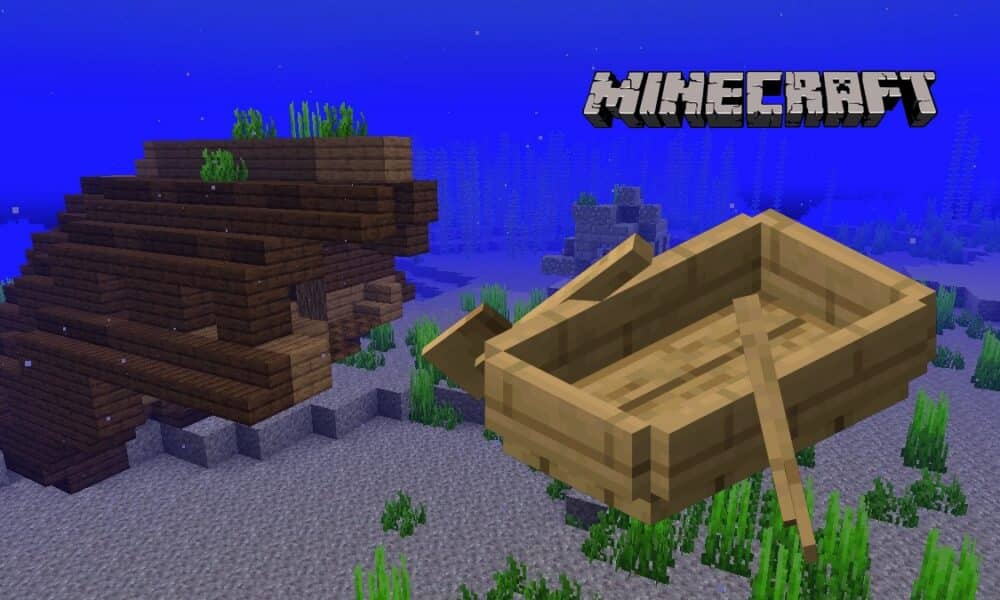 A boat in Minecraft's ocean biome