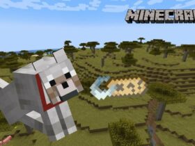 A dog and name tag in Minecraft