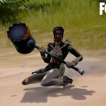 Fortnite character sliding with melee weapon