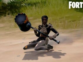 Fortnite character sliding with melee weapon