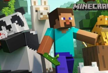 Minecraft's Steve with a Panda