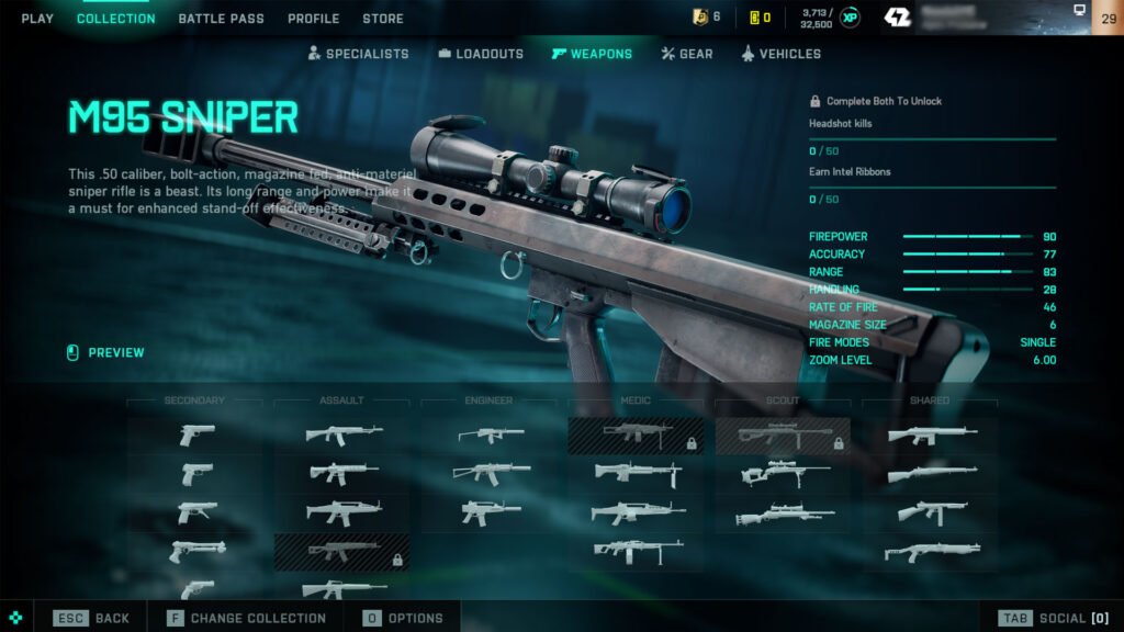 Desbloquear M95 Sniper en Battlefield 2042 Portal