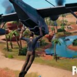 nathan drake using sullys seaplane glider in fortnite