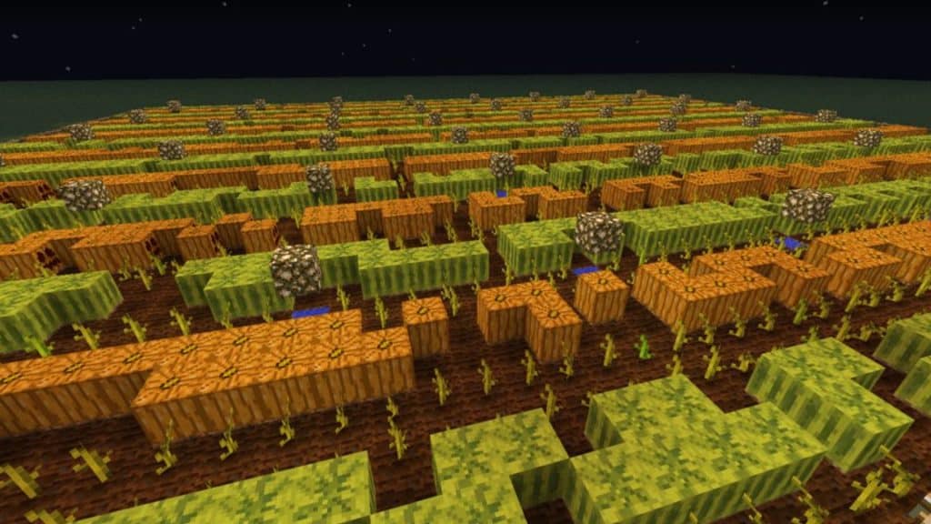 Una enorme granja de limones y calabazas en Minecraft